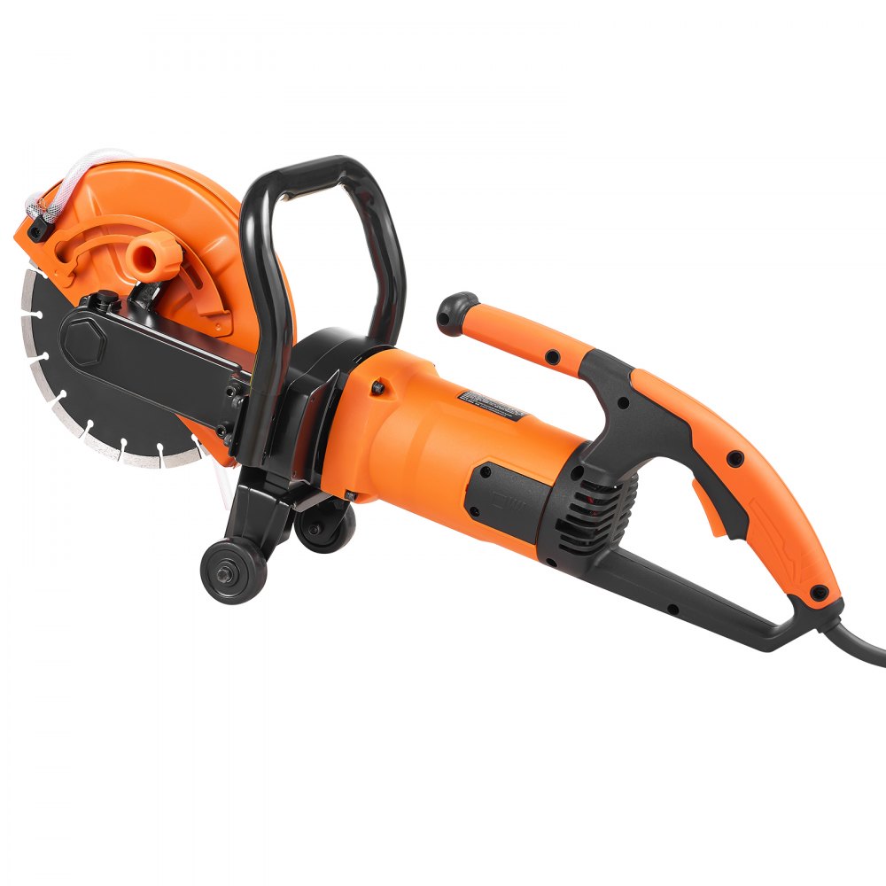 VEVOR Electric Concrete Saw, 9 in, 1800 W Motor Circular Saw Cutter with 3.5 in Cutting Depth, Wet/Dry Disk Saw Cutter Includes Water Line, Pump and Blade, for Stone, Brick