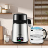 VEVOR 1.1 Gal Water Distiller, 0.3 Gal/H, 750W Distilled Water Maker Machine 0-99H Timing Set Temp Display, 304 Stainless Steel Countertop Distiller Glass Carafe Cleaning Powder 3 Carbon Packs, Silver