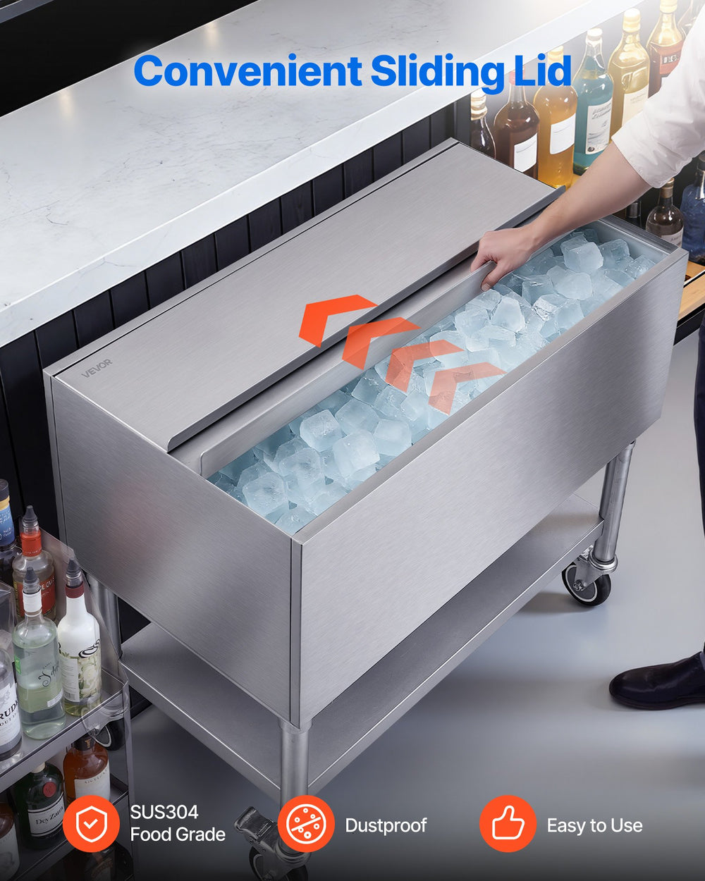 VEVOR ice bin sliding lid in use