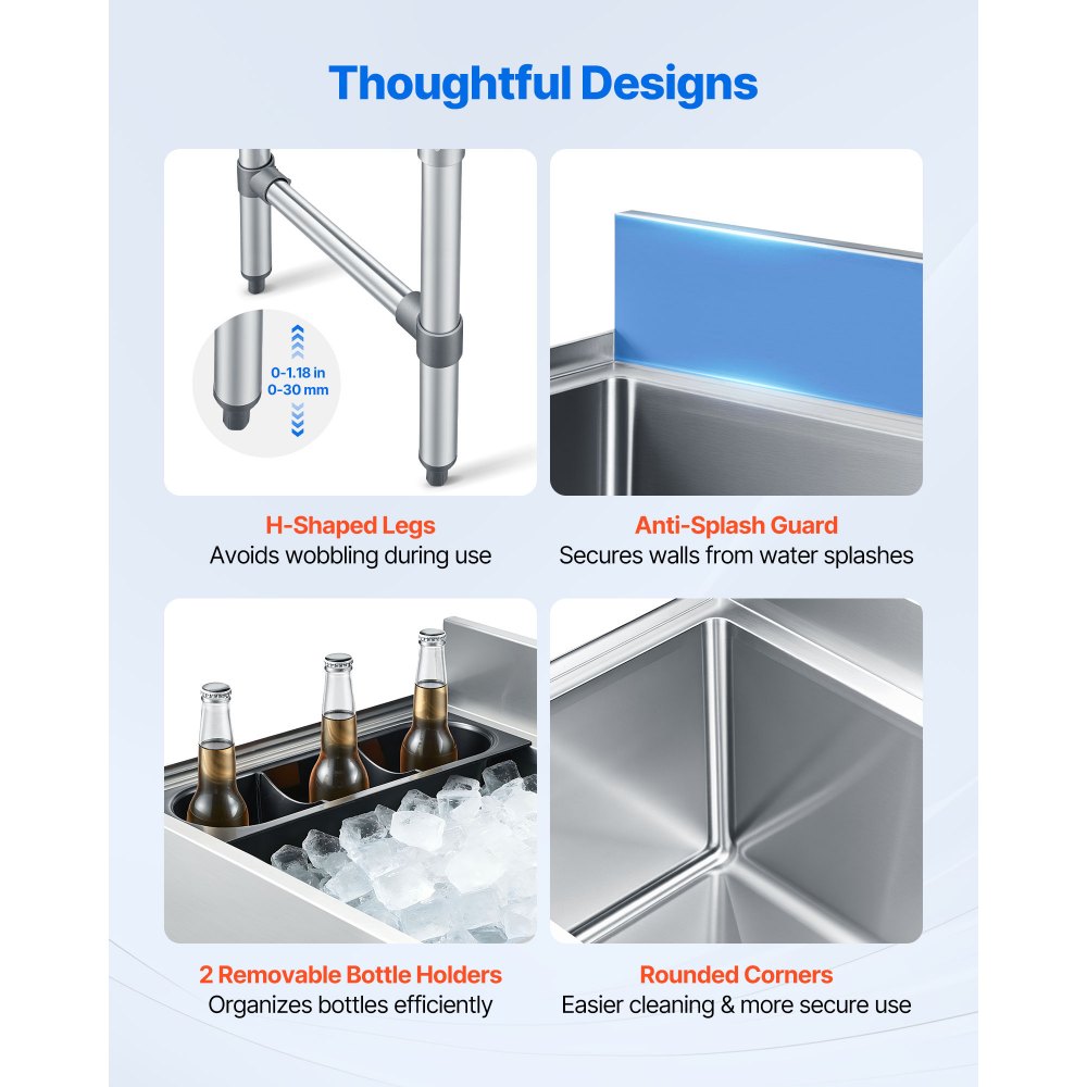 VEVOR Commercial Ice Bin, 137.4 Qt Max Capacity, 48 x 19 x 33 Inch Stainless Steel Ice Chest with Sliding Lid and Bottle Holders, Cooler Cart Cocktail Unit for Bar Restaurant Pub, NSF Certified