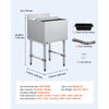VEVOR Commercial Ice Bin, 49.4 Qt Max Capacity, 18 x 18 x 33 Inch Stainless Steel Ice Chest with Sliding Lid and Bottle Holders, Cooler Cart Cocktail Unit for Bar Restaurant Pub, NSF Certified