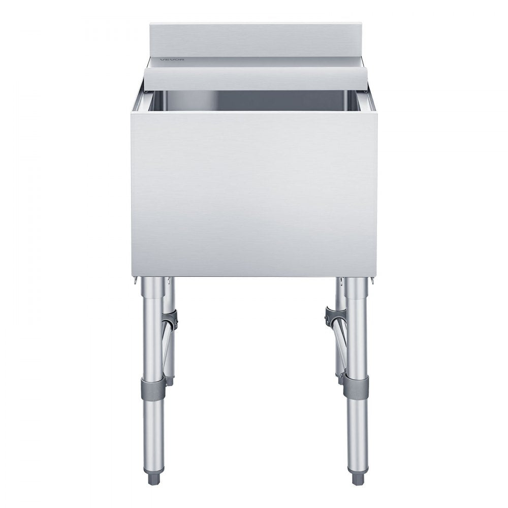 VEVOR Commercial Ice Bin, 49.4 Qt Max Capacity, 18 x 18 x 33 Inch Stainless Steel Ice Chest with Sliding Lid and Bottle Holders, Cooler Cart Cocktail Unit for Bar Restaurant Pub, NSF Certified