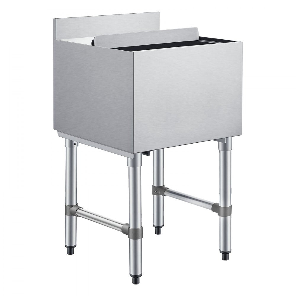 VEVOR Commercial Ice Bin, 49.4 Qt Max Capacity, 18 x 18 x 33 Inch Stainless Steel Ice Chest with Sliding Lid and Bottle Holders, Cooler Cart Cocktail Unit for Bar Restaurant Pub, NSF Certified