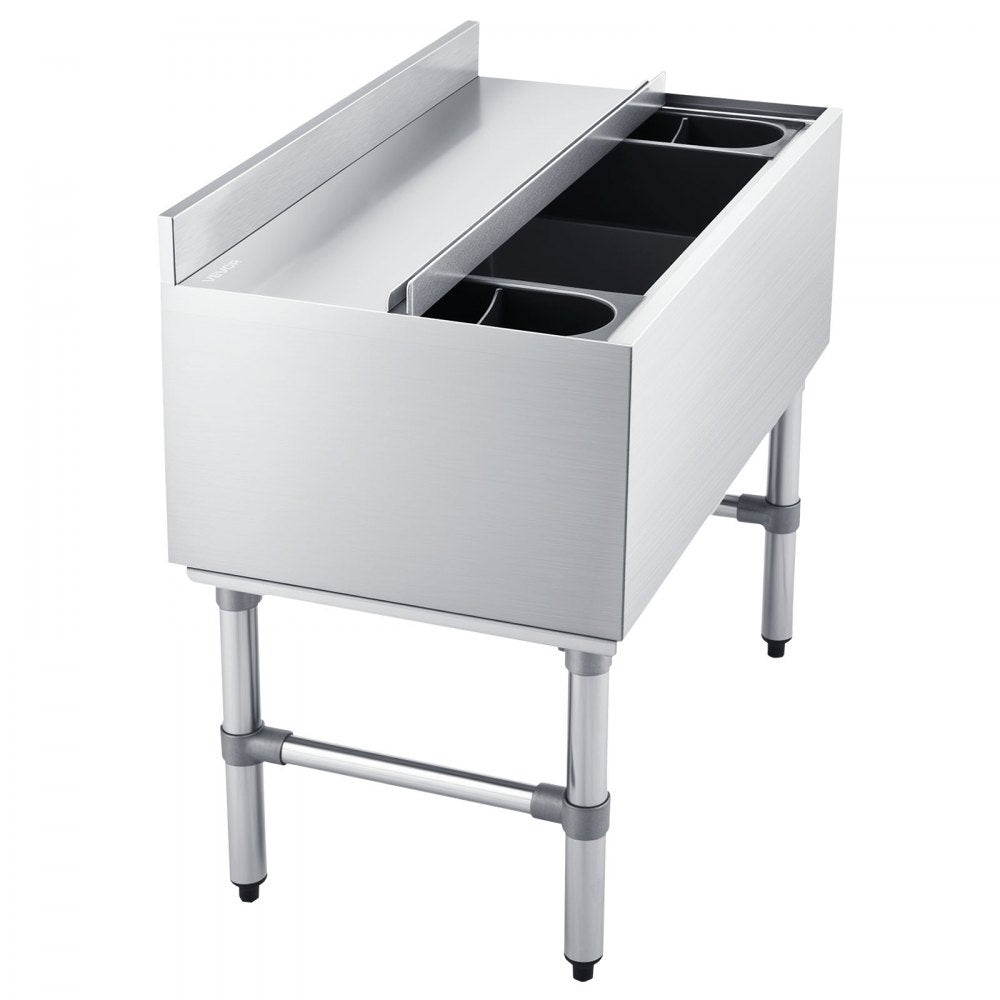 VEVOR Commercial Ice Bin, 82.9 Qt Max Capacity, 30 x 19 x 33 Inch Stainless Steel Ice Chest with Sliding Lid and Bottle Holders, Cooler Cart Cocktail Unit for Bar Restaurant Pub, NSF Certified