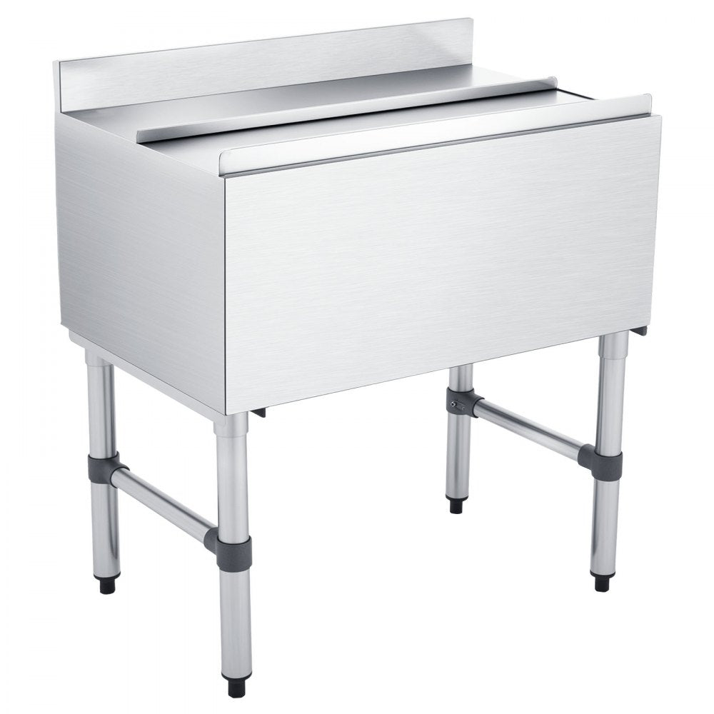 VEVOR Commercial Ice Bin, 82.9 Qt Max Capacity, 30 x 19 x 33 Inch Stainless Steel Ice Chest with Sliding Lid and Bottle Holders, Cooler Cart Cocktail Unit for Bar Restaurant Pub, NSF Certified