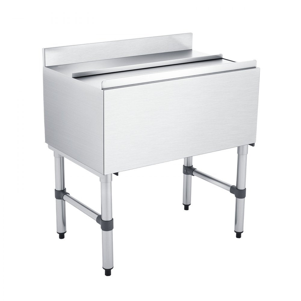 VEVOR Commercial Ice Bin, 82.9 Qt Max Capacity, 30 x 19 x 33 Inch Stainless Steel Ice Chest with Sliding Lid and Bottle Holders, Cooler Cart Cocktail Unit for Bar Restaurant Pub, NSF Certified
