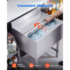 VEVOR Commercial Ice Bin, 65.1 Qt Max Capacity, 24 x 19 x 33 Inch Stainless Steel Ice Chest with Sliding Lid and Bottle Holders, Cooler Cart Cocktail Unit for Bar Restaurant Pub, NSF Certified