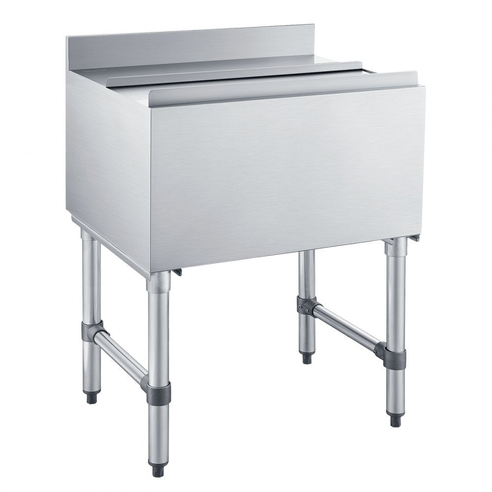 VEVOR Commercial Ice Bin, 65.1 Qt Max Capacity, 24 x 19 x 33 Inch Stainless Steel Ice Chest with Sliding Lid and Bottle Holders, Cooler Cart Cocktail Unit for Bar Restaurant Pub, NSF Certified