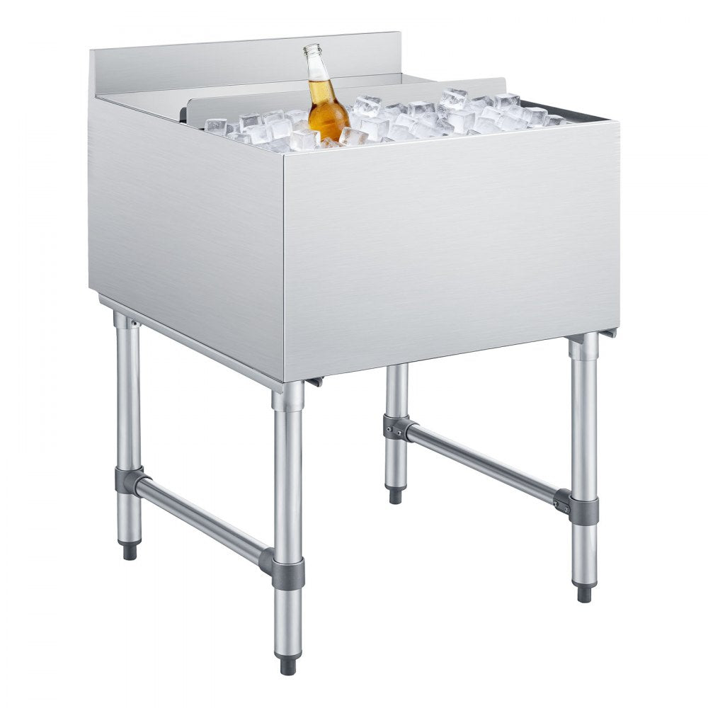 VEVOR Commercial Ice Bin, 79.9 Qt Max Capacity, 24 x 24 x 33 Inch Stainless Steel Ice Chest with Sliding Lid, 24H Long-Lasting Insulation, Cooler Cart Cocktail Unit for Bar Restaurant Pub, NSF
