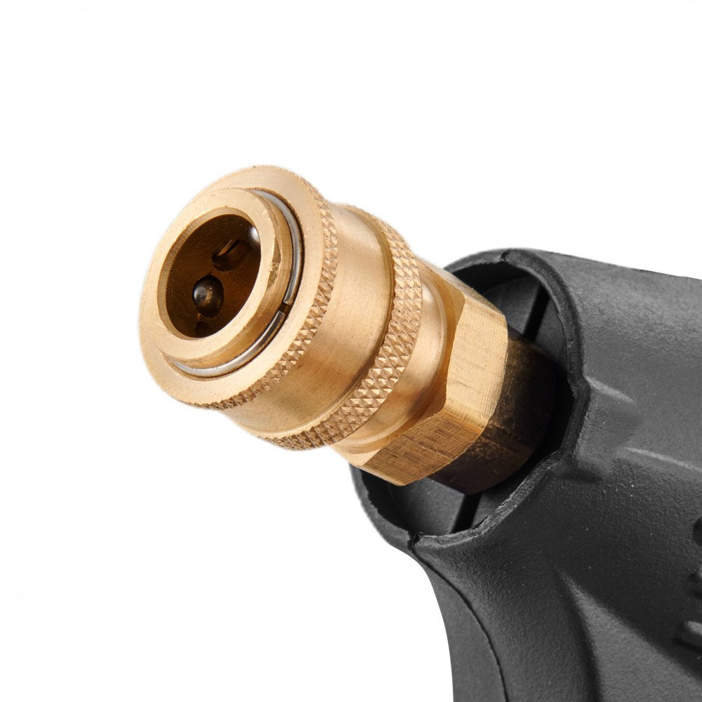 VEVOR Short Pressure Washer Gun, 5000 PSI High Power Washer Spay Gun, M22-14 mm / M22-15 / 3/8'' Inlet & 1/4'' Outlet Hose Connector Foam Gun, Pressure Washer Handle with 5 Color Quick Connect Nozzles