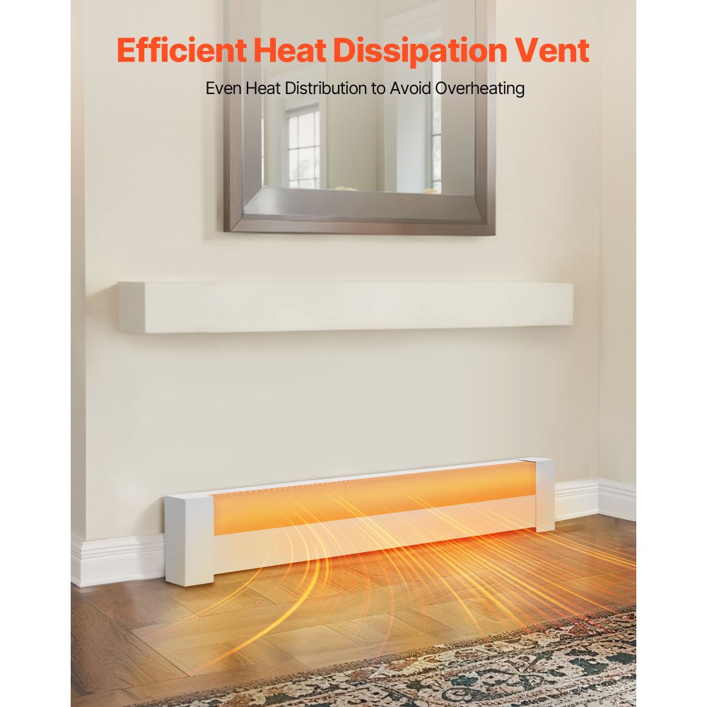 VEVOR Baseboard Heater Covers, Basic Series 4 ft Standard Electric Heating Unit Front Cover for Home Improvement, Heavy-duty Steel, Easy Installation for Bedroom Replacing Old Cover, White