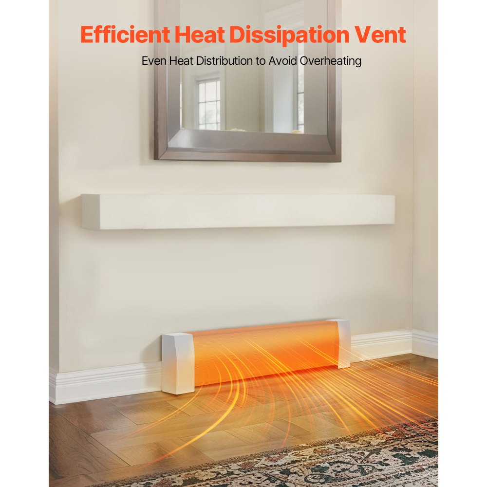 VEVOR Baseboard Heater Covers, Premium Series 3 ft Standard Electric Heating Unit Front Cover for Home Improvement, Heavy-duty Steel, Easy Installation for Bedroom Replacing Old Cover, White