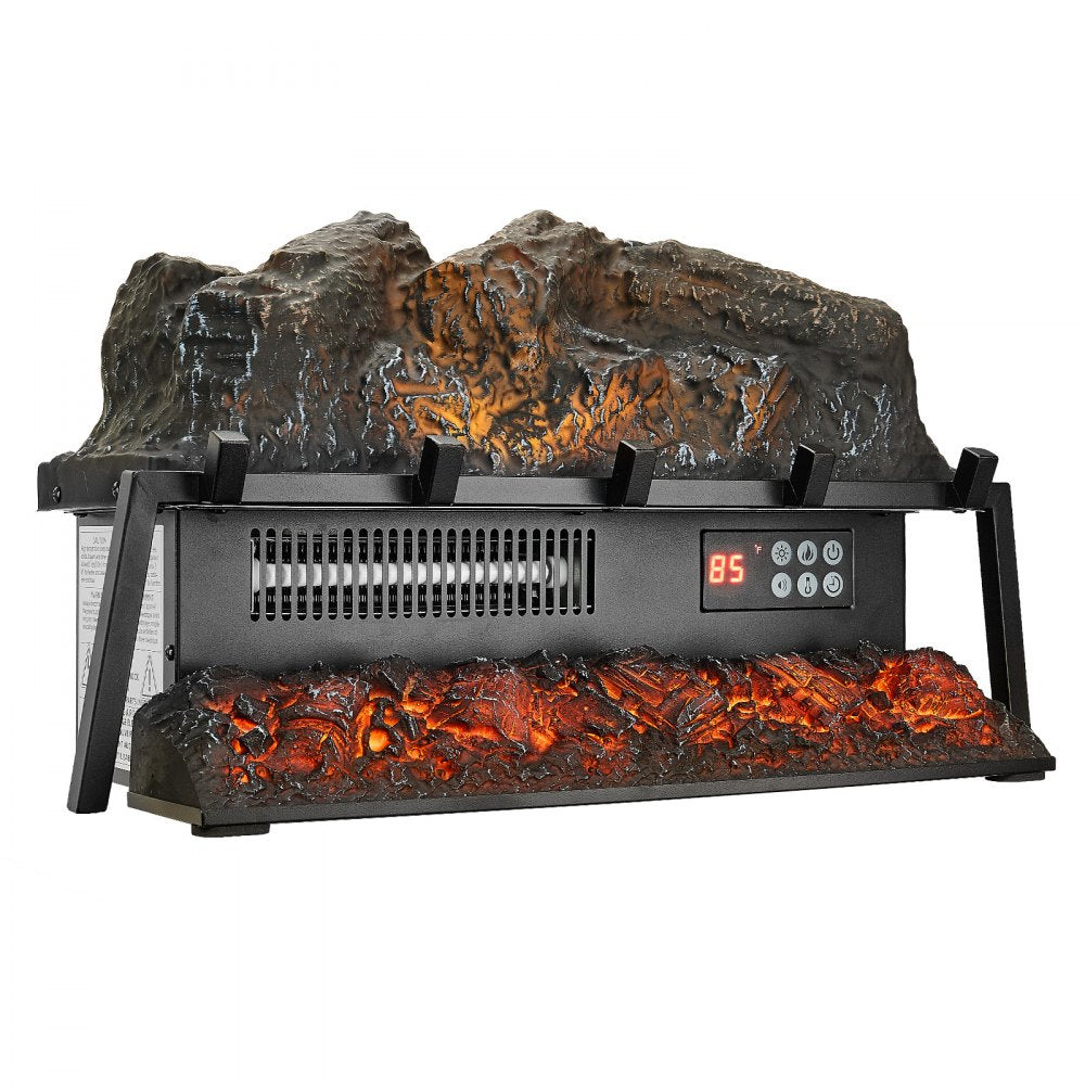 VEVOR Electric Fireplace Log, 23 inch Fireplace Insert Log Heater, with Crackling Sound,Remote Controller, 5 Adjustable Flame Brightness, Timer, Overheat Protection, Thermostat, for Home Decor Black