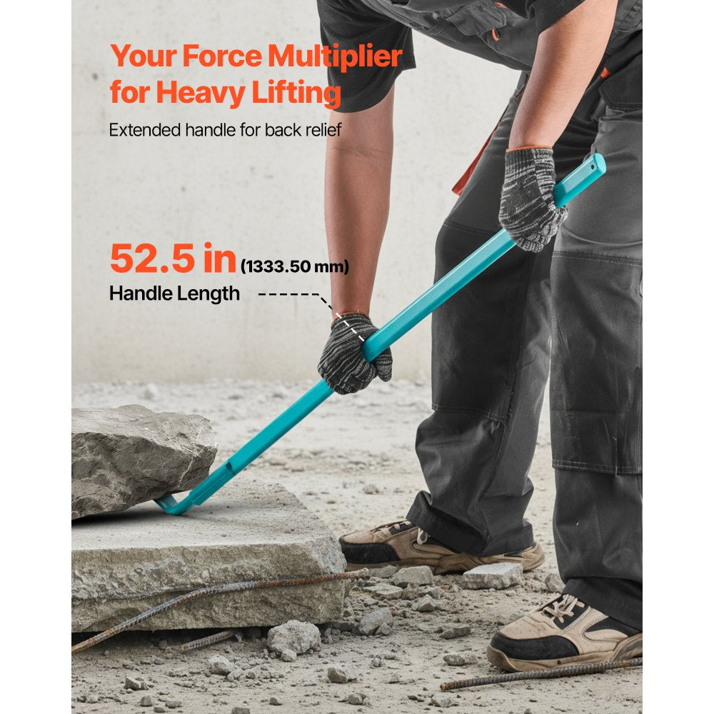 VEVOR Prylever Bar, 2000 lbs Weight Capacity, 52.5 Inch Heavy Duty Carbon Steel Handle Pry Lever Bar, 56 Inch Long Crowbar for Concrete, Demolition, Crowbaring, Ideal for Construction & Industrial Use