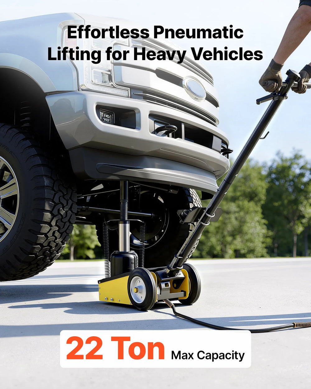 VEVOR 22-ton air hydraulic floor jack lifting heavy vehicle - 22 ton max capacity