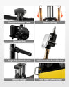 VEVOR floor jack key details: pressure release valve, return spring, storage slot, air connection port & switch, thick steel construction