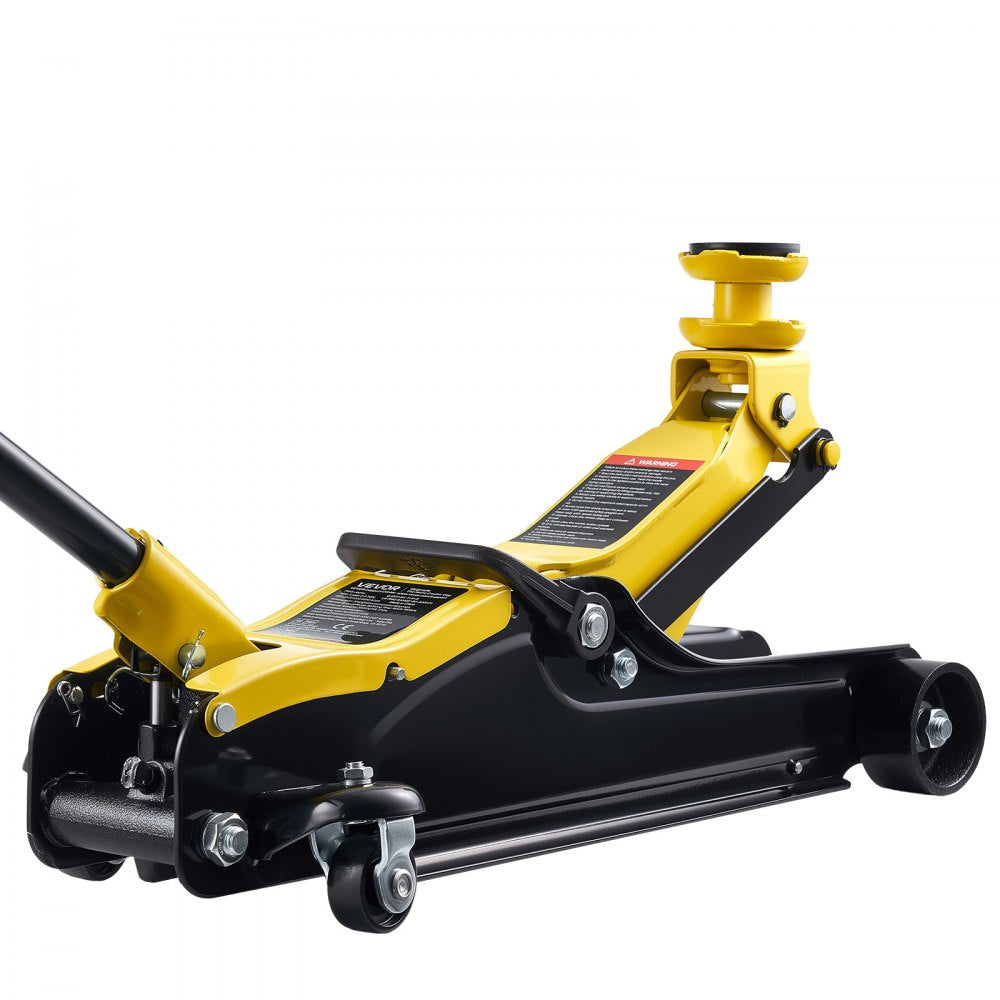 VEVOR Low Profile Floor Jack, 2.5 Ton (5512 lbs) Capacity, Steel Racing Floor Jack with Single Piston Quick Lift Pump & SUV Adapters, Hydraulic Trolley Car Lift for Sedans, Lifting Range 3.3"-13.8"