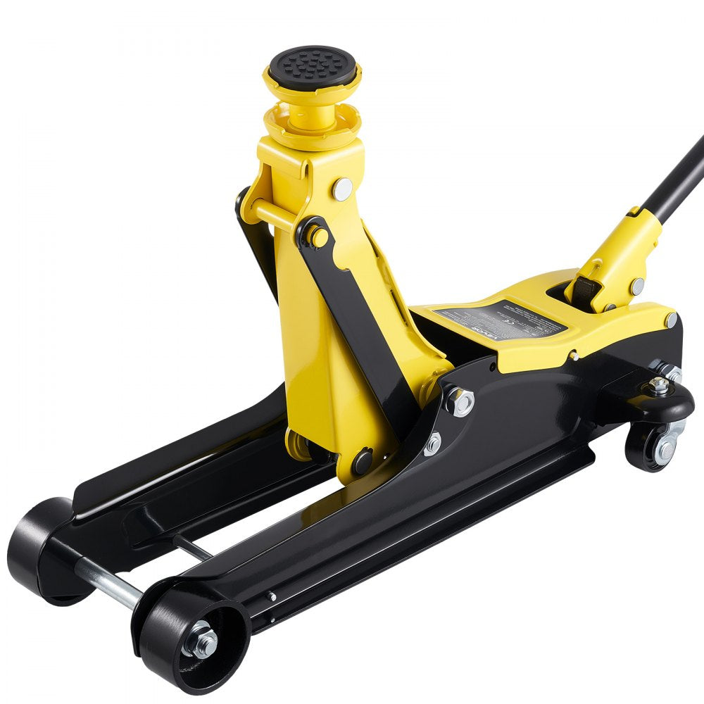 VEVOR Low Profile Floor Jack, 2.5 Ton (5512 lbs) Capacity, Steel Racing Floor Jack with Single Piston Quick Lift Pump & SUV Adapters, Hydraulic Trolley Car Lift for Sedans, Lifting Range 3.3"-13.8"