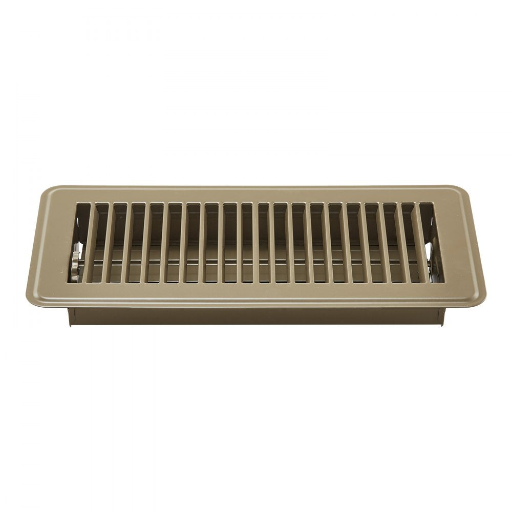 VEVOR 4 x 10 Inch Floor Registers, 6-Pack Vent Grilles, HVAC Heavy-Duty Walkable Iron Floor Vents, Easily Adjustable Rust-Proof Air Vents Deflector with Metal Damper, Ideal for Home & Office, Brown