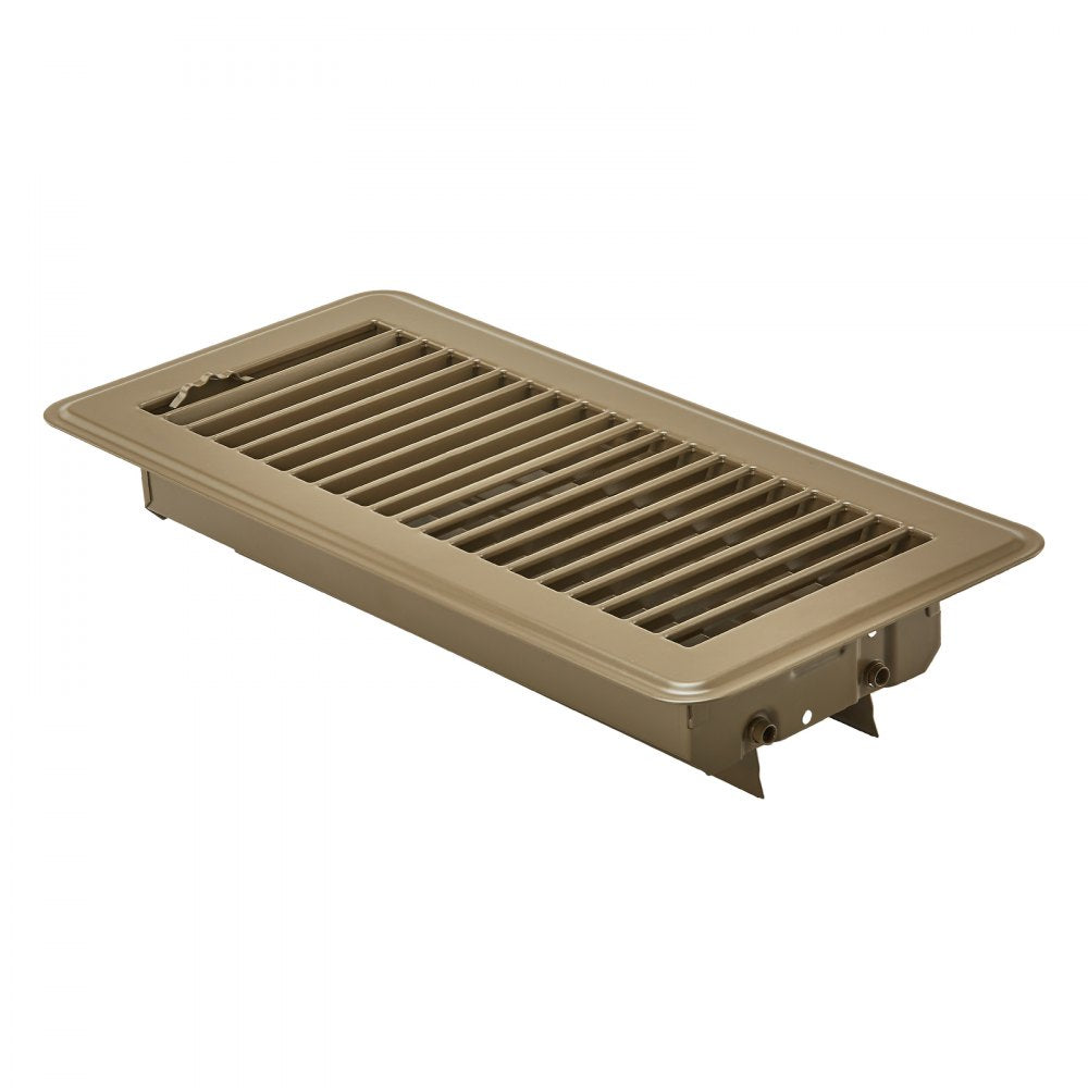 VEVOR 4 x 10 Inch Floor Registers, 6-Pack Vent Grilles, HVAC Heavy-Duty Walkable Iron Floor Vents, Easily Adjustable Rust-Proof Air Vents Deflector with Metal Damper, Ideal for Home & Office, Brown