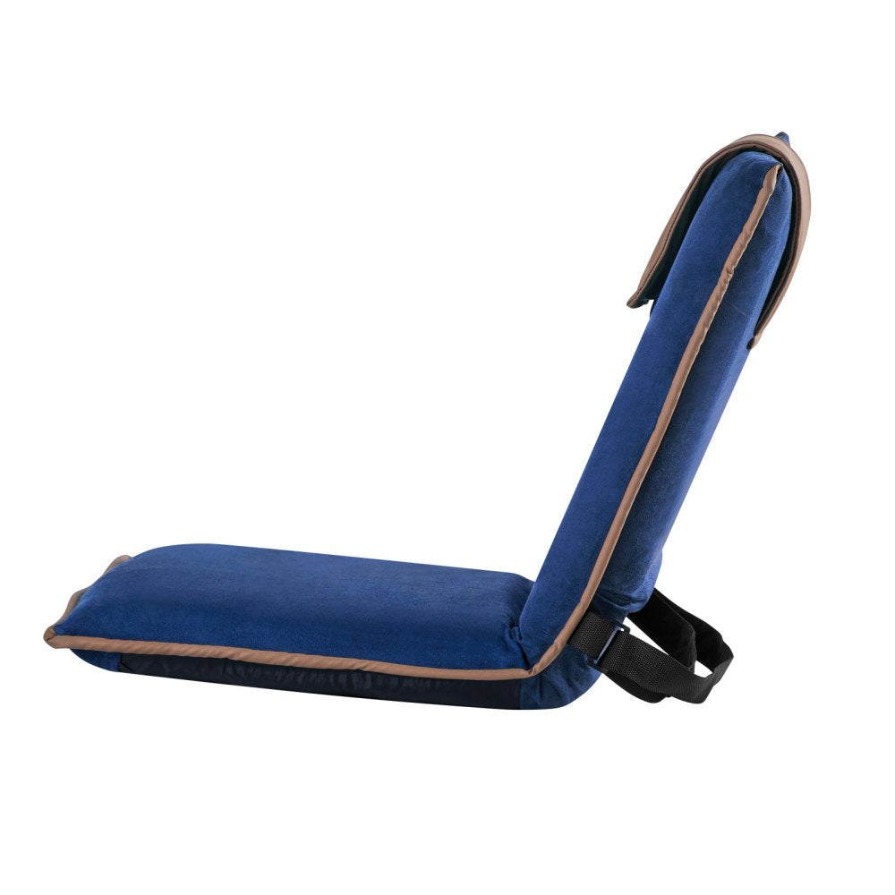 VEVOR Floor Chair, 6 Adjustable Positions Folding Floor Gaming Chair with Back Support, Easy to Carry, Sturdy Metal Frame with Recycled Foam and Suede Fabric Surface, for Reading, Relaxing, Dark Blue