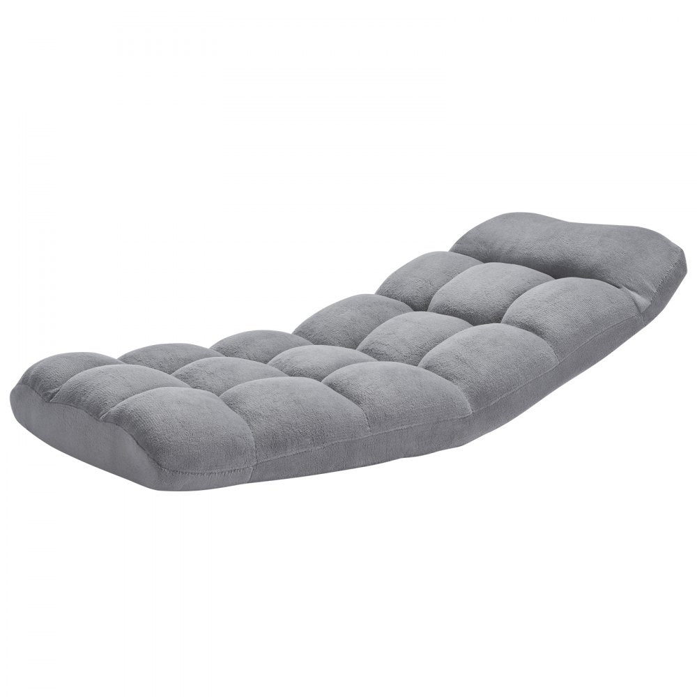 VEVOR Floor Chair, Recycled Foam Folding Sofa Chair with 14 Adjustable Positions, Multifunctional Floor Chair with Back Support Ideal for Sleeping Reading, Floor Gaming Chair for Living Room, Gray