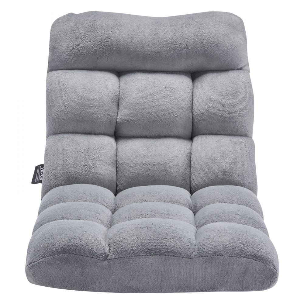 VEVOR Floor Chair, Recycled Foam Folding Sofa Chair with 14 Adjustable Positions, Multifunctional Floor Chair with Back Support Ideal for Sleeping Reading, Floor Gaming Chair for Living Room, Gray