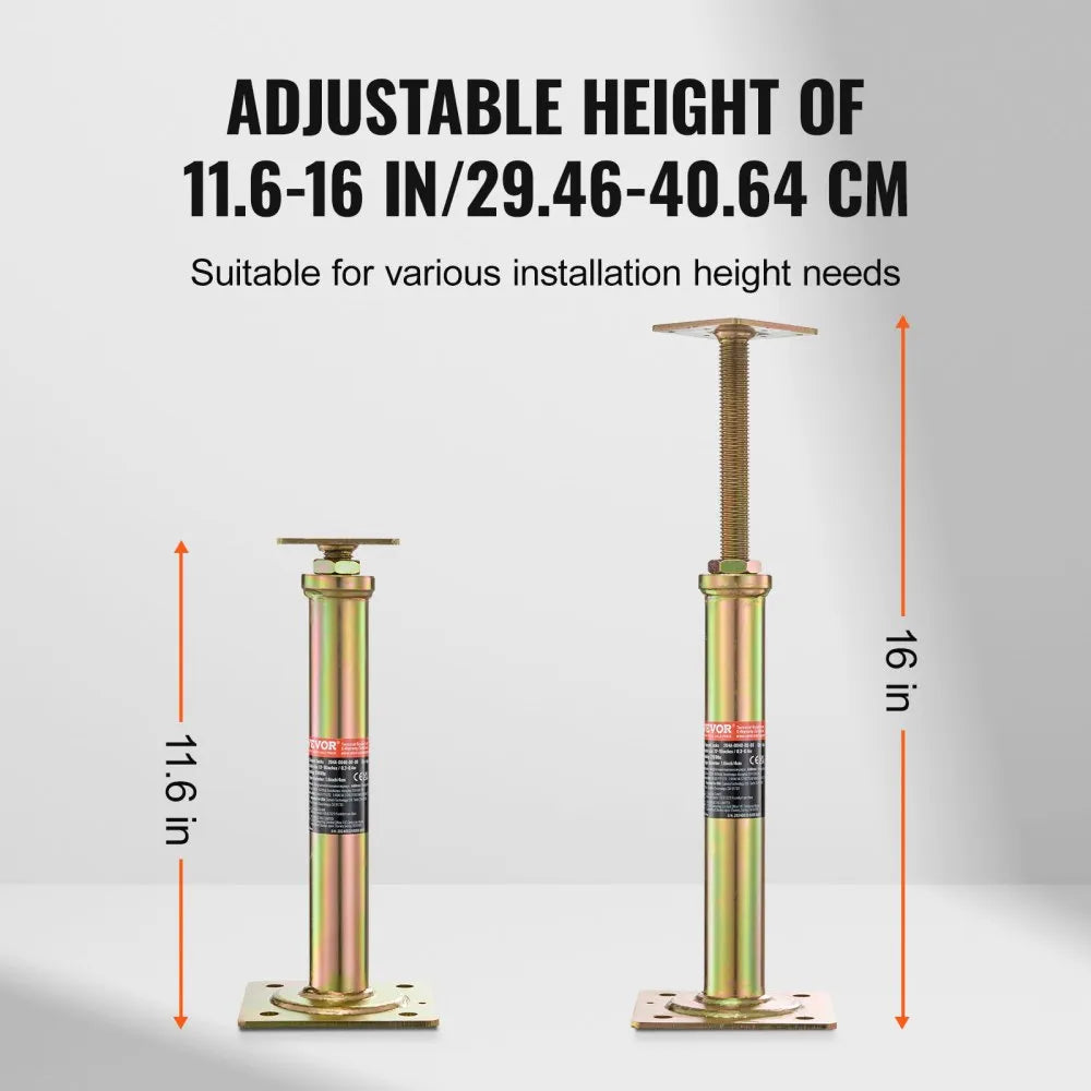 VEVOR House Floor Jacks, 4 Pack, 11.6"-16" Height Range, 2500 lbs Max Load Capacity Per Unit, Adjustable Support Beam Basement Jack Post for Leveling, Galvanized Telescoping Jack for Temporary Support
