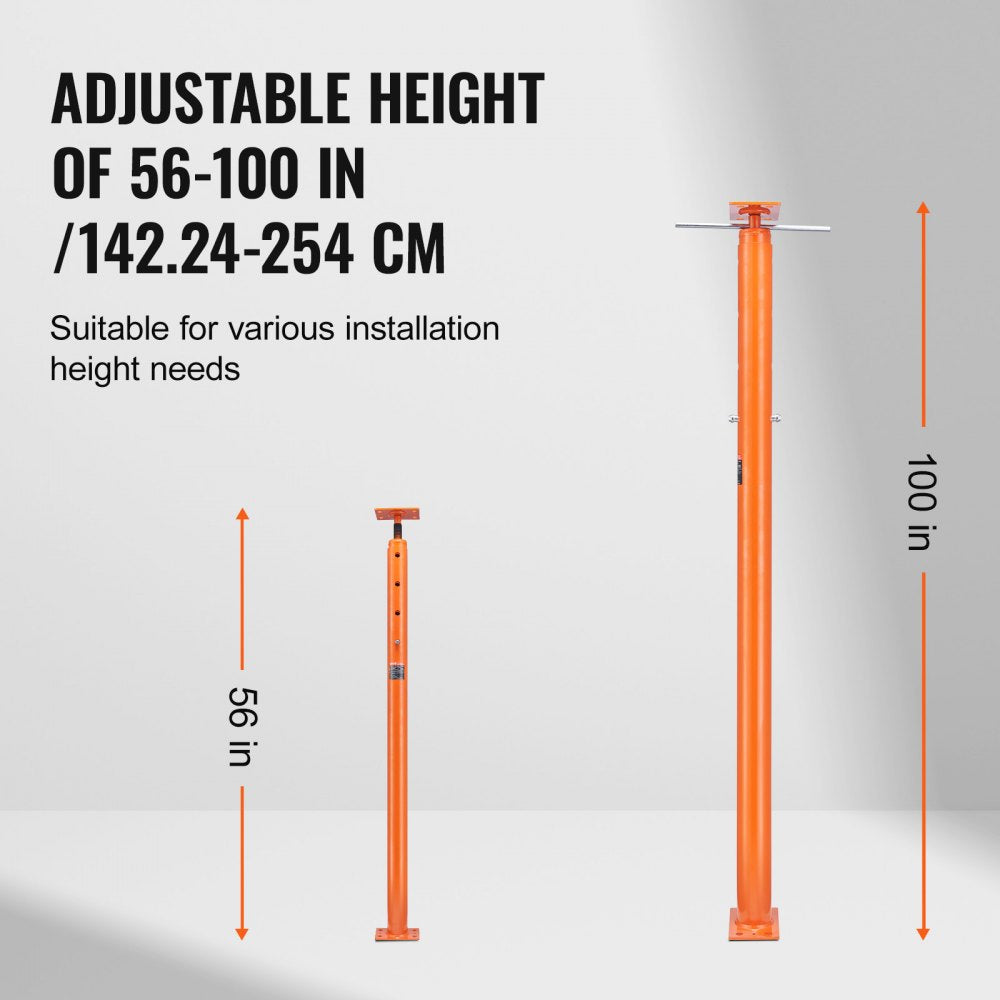VEVOR House Floor Jack, 56"-100" Height Range, 18000 lbs Max Load Capacity, Adjustable Support Beam Basement Jack Post Pole for Leveling, Lift Support Steel Telescoping Jack for Temporary Support
