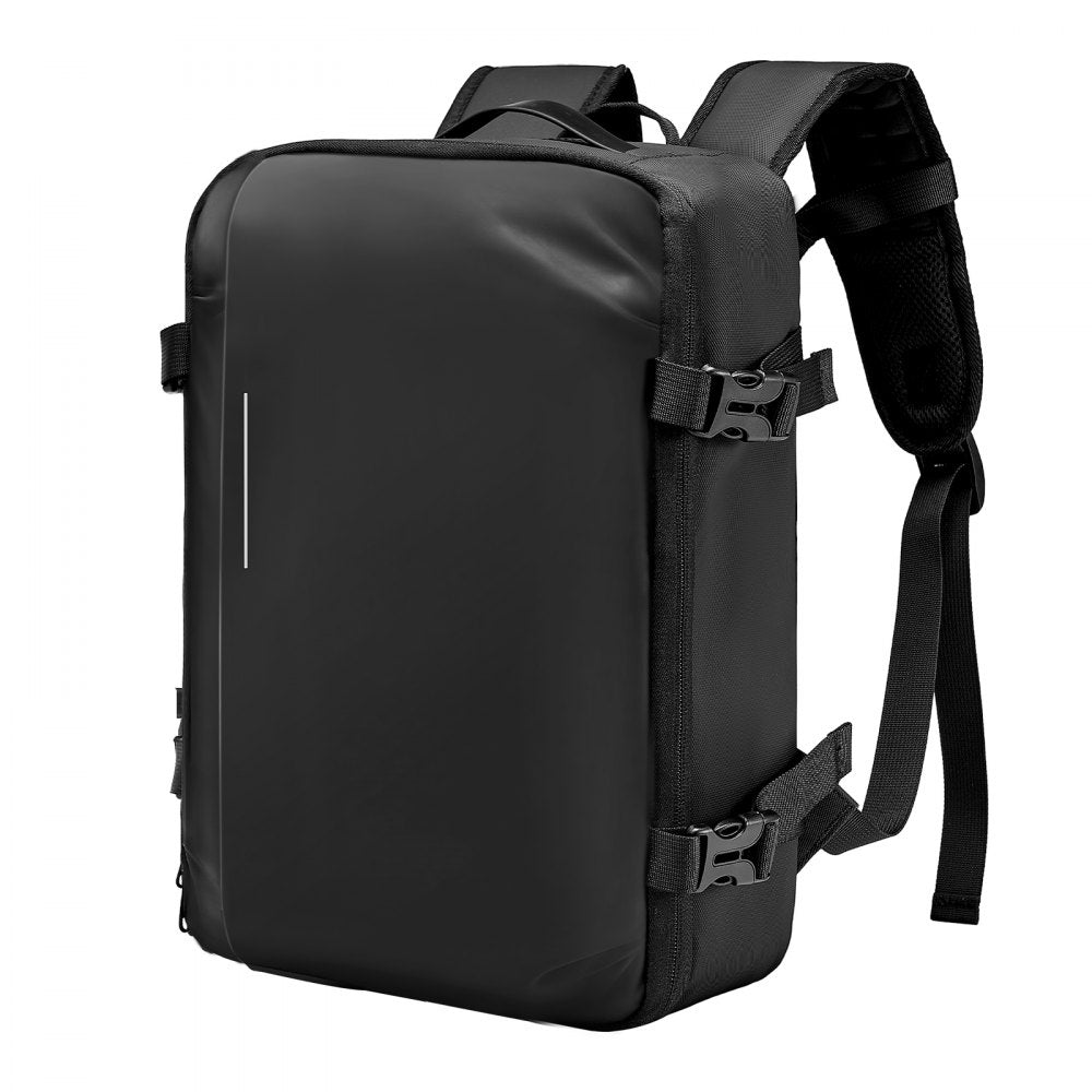 VEVOR Vacuum Travel Backpack, 35L, Vacuum Seal Compression Travel Backpack with Air Pump, Multiple Pockets & Compartments, Water-Resistant Carry-On Suitcase Luggage, Casual Personal Item Bag, Black