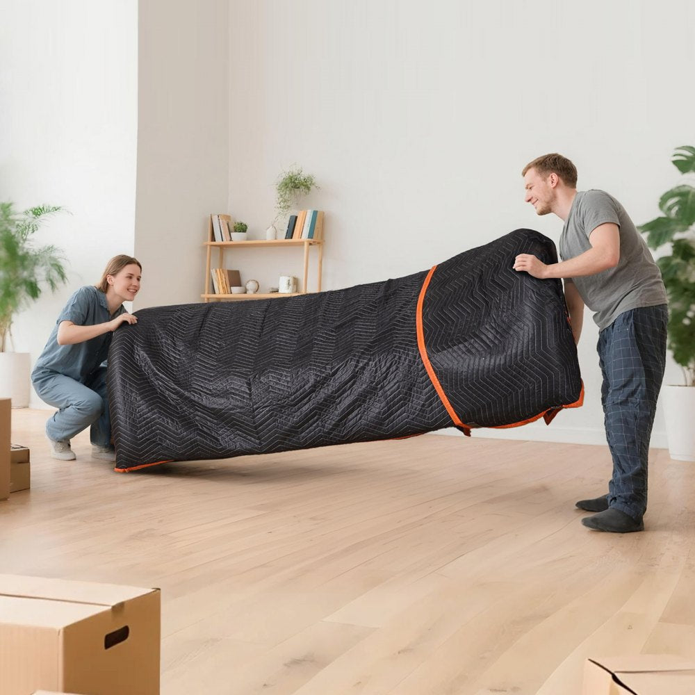 VEVOR Moving Blankets 6 Pcs, 72 x 40 in (32 lbs/dz) Large Packing Blankets with Cotton Filling, Heavy Duty Nonwoven Fabric Padded Moving Blanket for Shipping, Wrapping, Protecting Furniture