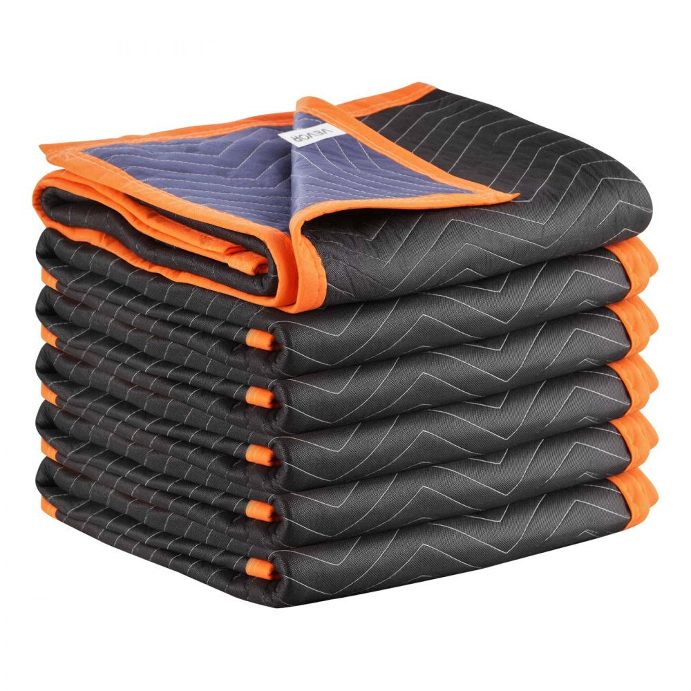 VEVOR Moving Blankets 6 Pcs, 80 x 72 in (35 lbs/dz) Large Packing Blankets with Cotton Filling, Heavy Duty Nonwoven Fabric Padded Moving Blanket for Shipping, Wrapping, Protecting Furniture