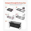 VEVOR Camping Kitchen Table, Folding Outdoor Cooking Table, 3 Adjustable Heights, Aluminum Lightweight Portable Cook Station with Storage Organizer, Carry Handle, for BBQ Party Picnic RV Travel, Black