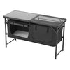 VEVOR Camping Kitchen Table, Folding Outdoor Cooking Table, 3 Adjustable Heights, Aluminum Lightweight Portable Cook Station with Storage Organizer, Carry Handle, for BBQ Party Picnic RV Travel, Black