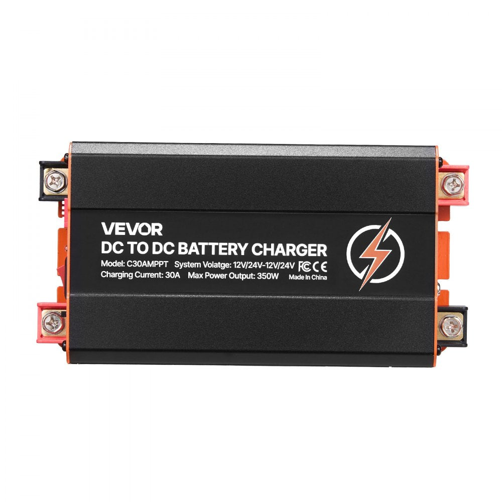 VEVOR DC to DC Charger with MPPT, 350W, 30A On-Board Battery Charger, Solar Panel/Alternator Dual Input, Smart Multi-Stage Charging for LiFePO4 Lead-Acid Batteries, 12V/24V-12V/24V, for RV Home Backup