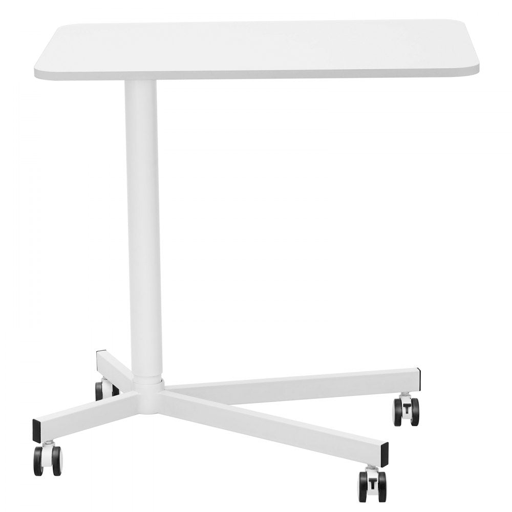 VEVOR Mobile Standing Desk, 28.5"-44.2" Gas-Spring Height Adjustable Sit-Stand Desk, 360° Swivel Wheels (2 Lockable) Portable Rolling Laptop Table Computer Cart for Home Office School, 44LBS Loading