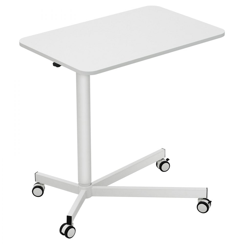 VEVOR Mobile Standing Desk, 28.5"-44.2" Gas-Spring Height Adjustable Sit-Stand Desk, 360° Swivel Wheels (2 Lockable) Portable Rolling Laptop Table Computer Cart for Home Office School, 44LBS Loading