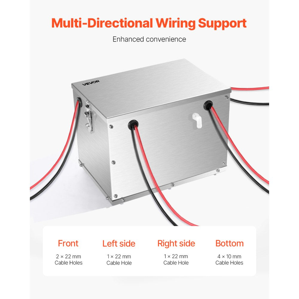 VEVOR Battery Box, Group 24/31 Trolling Motor Battery Box, Marine Batteries Case with Rubber-Grommet Cable Holes, Aluminum Alloy Shell Storage Case, Easy Installation, for Off-Road Racers, Trucks