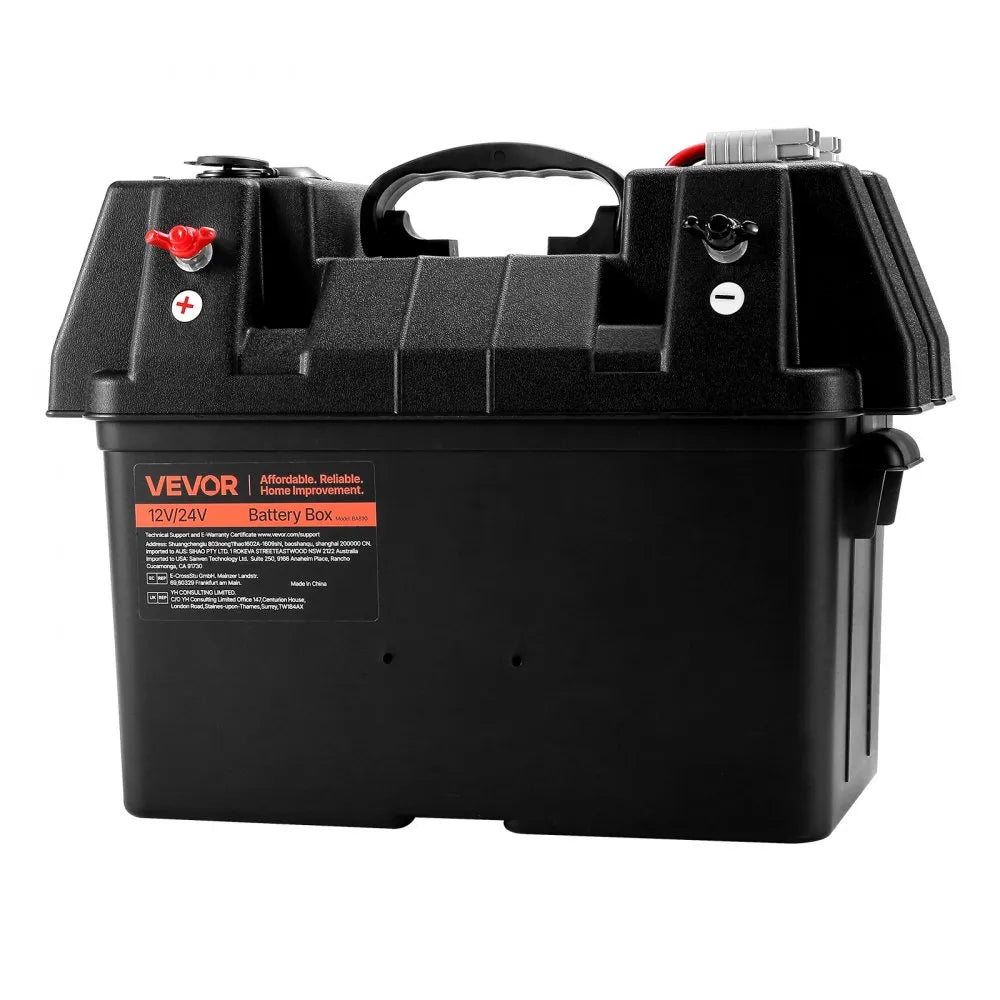 VEVOR Battery Box, Group 24/31 Trolling Motor Battery Box, 12V/24V Marine Batteries Case with PP Shell and Dual Straps, Smart Batteries Case, Suitable for Trolling Motor, Marine,RV & Solar Panel