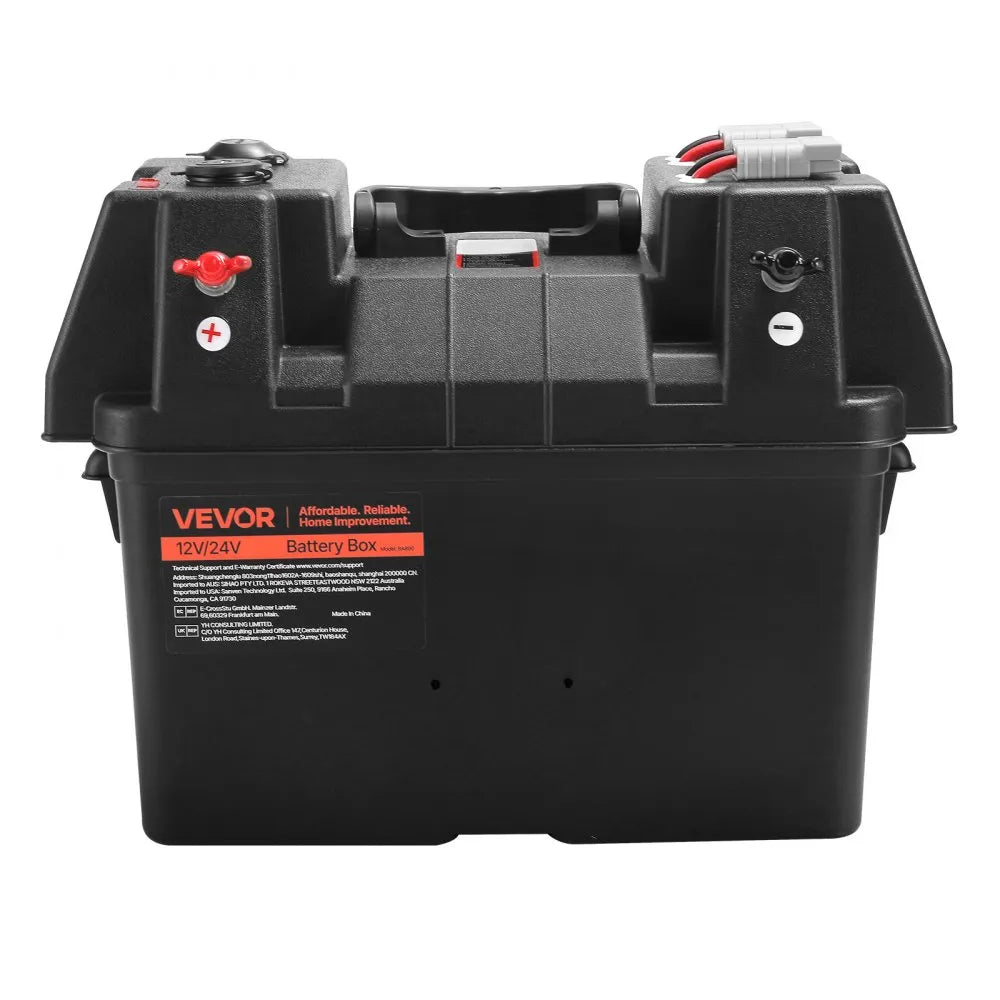 VEVOR Battery Box, Group 24/31 Trolling Motor Battery Box, 12V/24V Marine Batteries Case with PP Shell and Dual Straps, Smart Batteries Case, Suitable for Trolling Motor, Marine,RV & Solar Panel