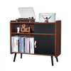 VEVOR Record Player Stand with Power Outlet, Turntable Stand Holds Up to 350 Albums, Record Player Table with Vintage Vinyl Record Storage for Living Room, Bedroom, Brown