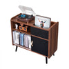 VEVOR Record Player Stand with Power Outlet, Turntable Stand Holds Up to 350 Albums, Record Player Table with Vintage Vinyl Record Storage for Living Room, Bedroom, Brown