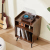 VEVOR Record Player Stand with LED Light, 3 Tiers Turntable Stand with Charging Station & USB Ports, Holds up to 150 Albums, Vinyl Record Storage Cabinet with Display Shelf for Bedroom, Living Room