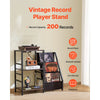 VEVOR Record Player Stand with Charging Station & USB Ports, Holds up to 200 Albums, 3-Tier Turntable Stand with Vinyl Record Storage, Record Player Table with Display Shelf for Bedroom, Living Room