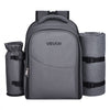VEVOR Picnic Backpack, Beach Picnic Backpack Bag for 2 Person with Insulated Cooler Compartment, Detachable Bottle/Wine Holder, Lightweight Blanket, Plates and Cutlery Set for Hiking, Camping, Grey