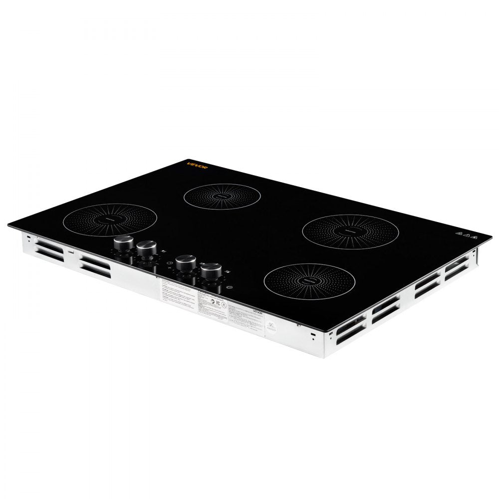 VEVOR Induction Cooktop 30inch 4 Burners Built-in Electric Stove 220V 7200W, Low-Power Continuous Heating, Induction Burner for Kitchen, with 11 Power Levels, Knob Control, and Child Lock