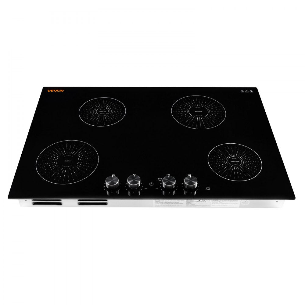 VEVOR Induction Cooktop 30inch 4 Burners Built-in Electric Stove 220V 7200W, Low-Power Continuous Heating, Induction Burner for Kitchen, with 11 Power Levels, Knob Control, and Child Lock