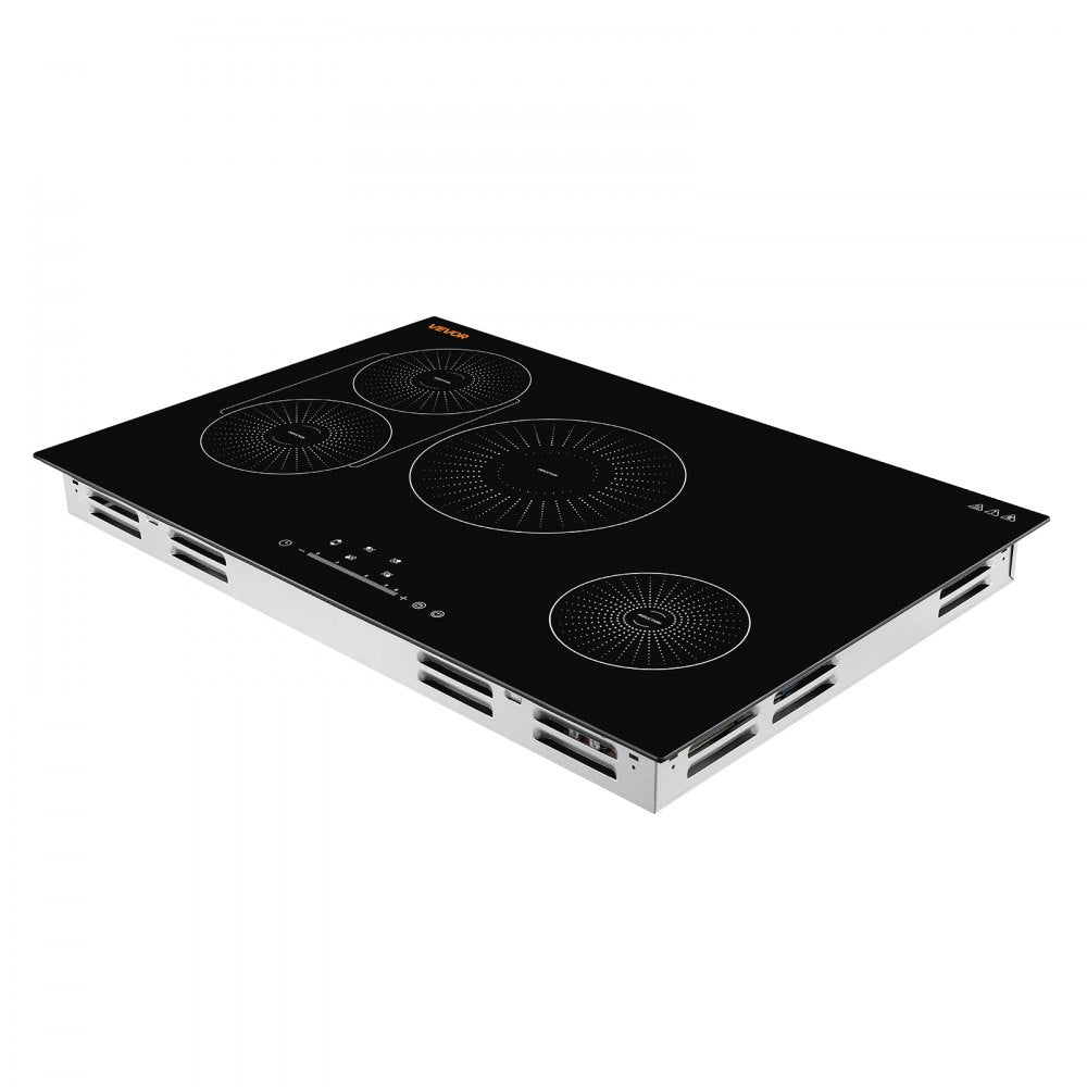 VEVOR Induction Cooktop 30inch 4 Burners Built-in Electric Stove 220V 7500W, Low-Power Continuous Heating, Induction Burner for Kitchen, with 9 Power Levels, LED Touch Screen, and Child Lock