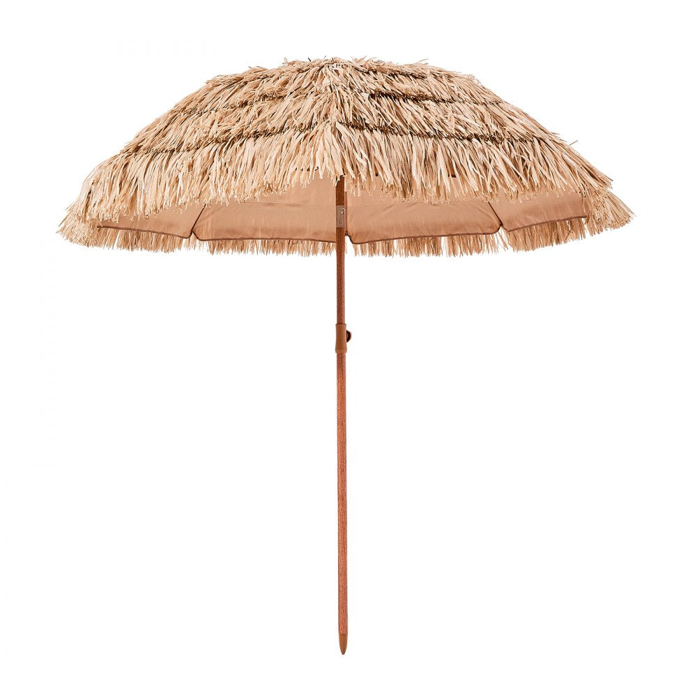 VEVOR Tiki Umbrella, 6 ft Thatched Patio Umbrella with Tilt, Hawaiian Style Beach Parasol with Durable PP Thatch and 8 Metal Ribs, Grass Pool Umbrellas for Beach, Patio, Poolside, Backyard & Garden