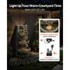 VEVOR Outdoor Water Fountain, 35.63 in Height Fountain and Waterfall, 4-Tier Floor Standing Cascading Fountains with LED Light and Pump, Block Stack Style, for Outdoor Indoor Garden, Patio & Backyard